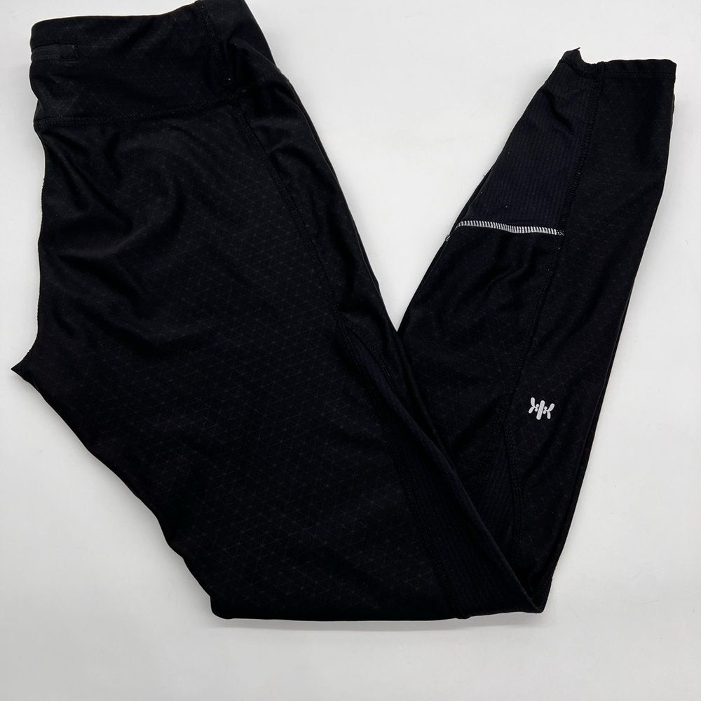 Kyodan Ankle Length Jogging Legging w/Black on Black Geometric Print Hidden Sz 4